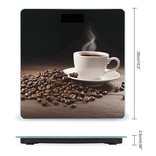 Coffee Cup and Coffee Bean Scale for Body Weight Safe Rounded Corners Tempered Glass Digital Bathroom Scale LED Display 400lb Capacity Weight Scales with High Precision Sensors