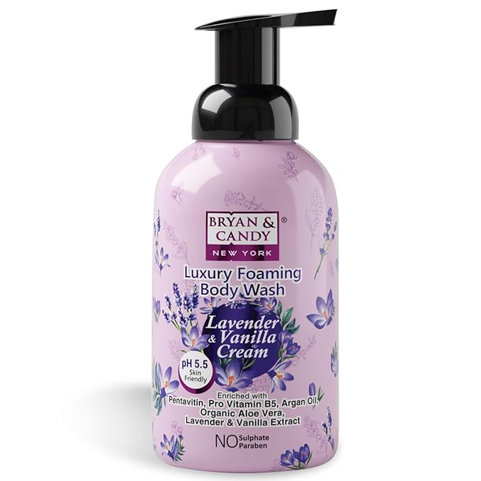 Luxury Foaming Body Wash with PentavitinPro Vit B5Argan OilAloe Vera Skin Friendly pH 5.5 All Skin Types 400 Ml (Lavender &amp Vanilla)