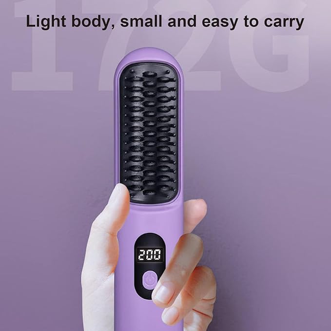 Hair Straightener Brush Portable Cordless Straight Hair Comb Travel Size Non Static Rechargeable Comb for Home Travel
