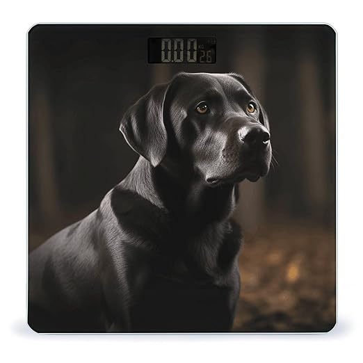 Black Labrador Weight Scale for Body Weight Digital Bathroom Scale High Capacity Accurate Digital Weighing Scales and Easy-to-Read on Backlit LCD Display Scales