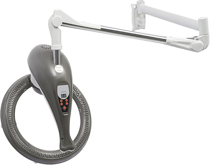 Orbiting Hair Dryer Wall Mount 950W Temperature Adjustable Rotating Wall Mount Hair Color Processor with Timer Professional Infrared Hair Dryer Hair Perming Treatment Machine for Salon SPA (Grey)