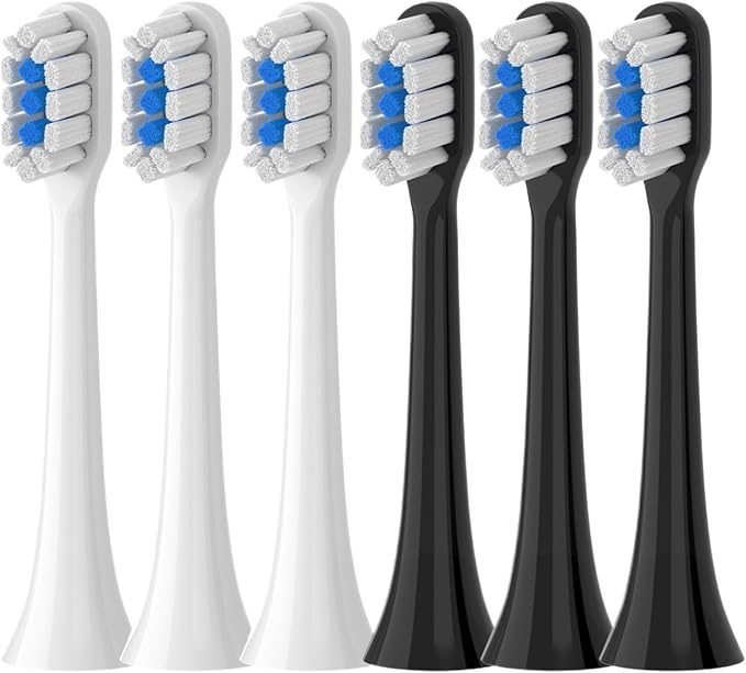 Replacement Brush Heads Compatibility for Xiaomi Mijia T301 T302 T501 /501CSonic Electric Toothbrush Head Soft Bristle Nozzles(T301-302-WH3BK3)