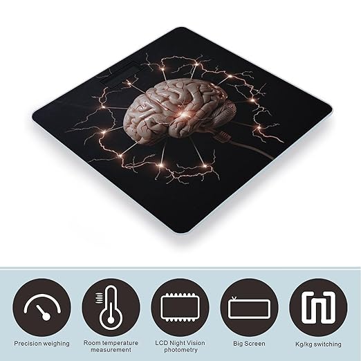 Digital Bathroom Scale for Body Weight Scale with Bright LCD Display High Accuracy Step-On Technology Auto On/Off Lightning and Brain Digital Scales 400 Lbs /180kg