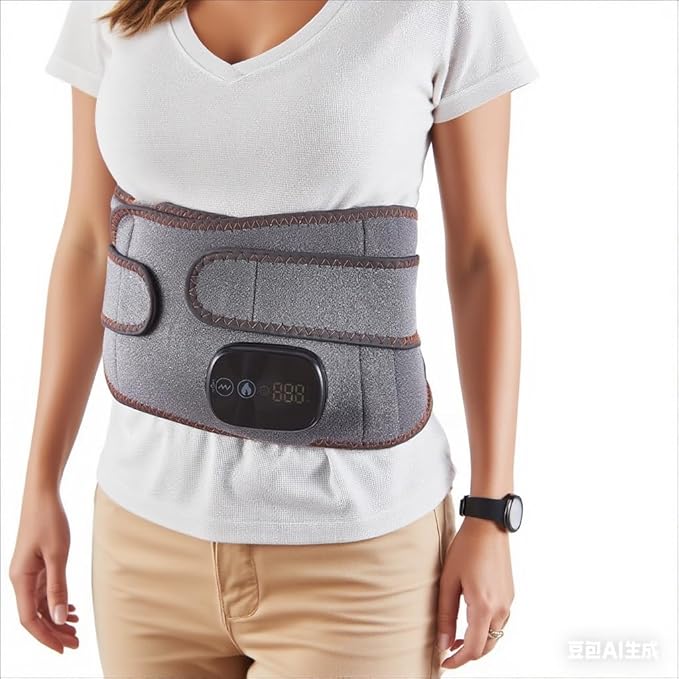 Lower Back Massager Waist Belt - Red Light Therapy 3 Heating &amp Vibration Levels Touchscreen Control Adjustable Size Multi-Use Heating Pad for Back/Stomach/Neck Pain Relief Heated Back Brace