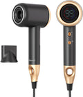 VAGARY Hair DryerHigh-Speed Blow Dryer with 500 Million Negative Ions110000 RPMLow NoiseHD Display 5 Temps &amp 2 SpeedsNo Heat Damage Lightweight with Magnetic Concentrator(Gold)