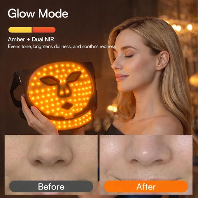 Red Light Therapy Face and Neck Mask - FDA 510 (k) Cleared (K253054) LED Facial Mask for Beauty and Skin Glow | 3 Light Modes Soft Silicone Rechargeable