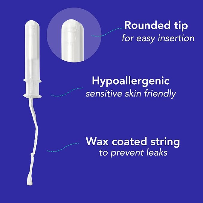 Marlow 100% Organic Cotton Easy Glide Tampons with Compact Plant Based BPA Free Applicator Chlorine Free Toxin Free Hypoallergenic Dermatologically Tested Fragrance Free Light 54 Count
