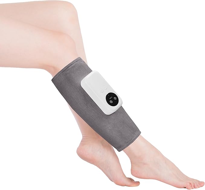 Air Compression Leg Massager Cordless Calf Massager with Heat Air Compression Leg Massage for Circulation and Pain Relief Gifts for Dad Mom Men Women Gray (Single)