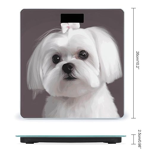 Lovely Maltese Dog Weight Scale Digital Electronic Scales Bathroom Scale Larg LCD Backlight Display High Precision MeasurementsTempered Glass