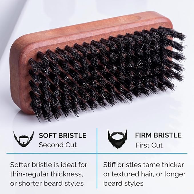 ZEUS Palm Beard Brush for Men Firm 100% Boar Bristles Gently Detangles Smooths &amp Conditions Facial Hair German-Made Pear Wood Handle (G91)