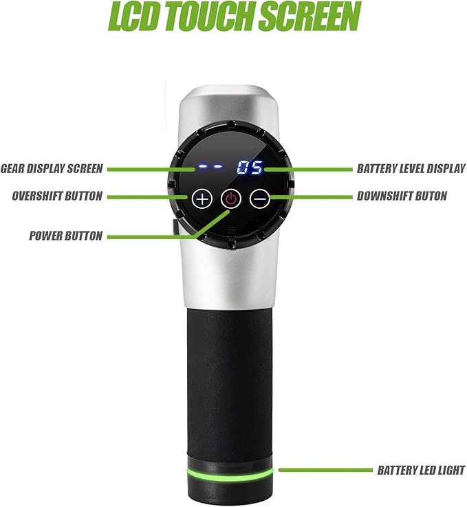 Professional Handheld Deep Tissue Muscle Gun Massager for Athletes 1-20 Speed Strength Levels for Muscle Soreness Relieves - Silver V1