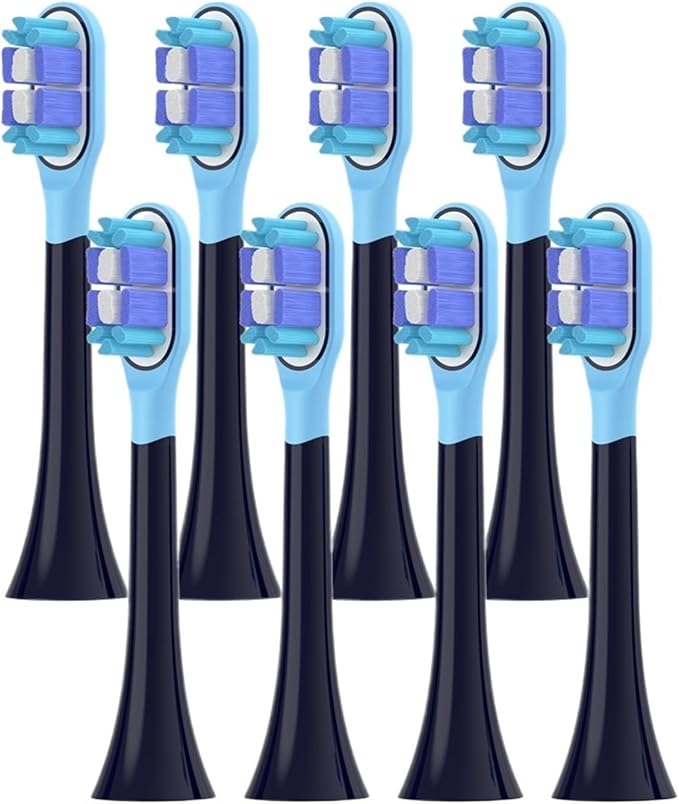 Replacement Toothbrush Heads for Mijia T301/T302/T501C Xiaomi Sonic Electric Dupont Soft Bristle Nozzles with Caps(8 pcs Bj Black)