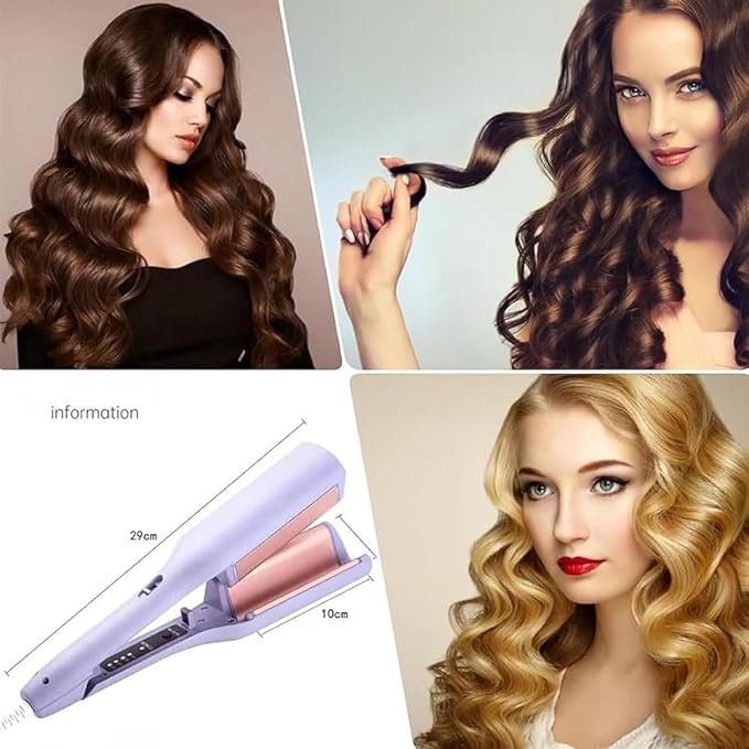 Curluxe Iron - Curluxe French Curls Iron 15-Second Heat-Up French Wave Irons 4 Adjustable Temp Hair Waver Ceramic &amp Ionic Frizz-Free Curling Wand for All Hairs Types (Purple)