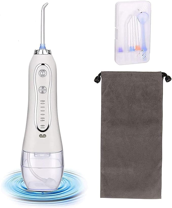 Rechargeable Water Dental Flosser Cordless: Power Teeth Cleaner with USB Cable IPX7 Waterproof Flosser for Oral Bridges Care with 5 Mode 300ML Detachable Water Tank