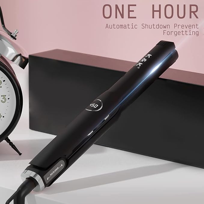 K&ampK Flat Iron Small Mini Tourmaline Titanium Hair Straightener 0.5 inch Plate 4D 360°Swivel LED Display for Woman Short Hair Adjustable Temperature Dual Voltage Auto Shut Off(Black)
