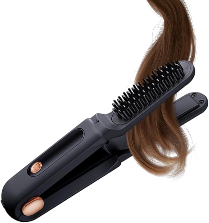 Hair Straightener - 2-in-1 Rechargeable Curler with LED Display3 Temperature Settings Hair Straightener and Curler - for Women Men Travel Beach Styling Salon Home