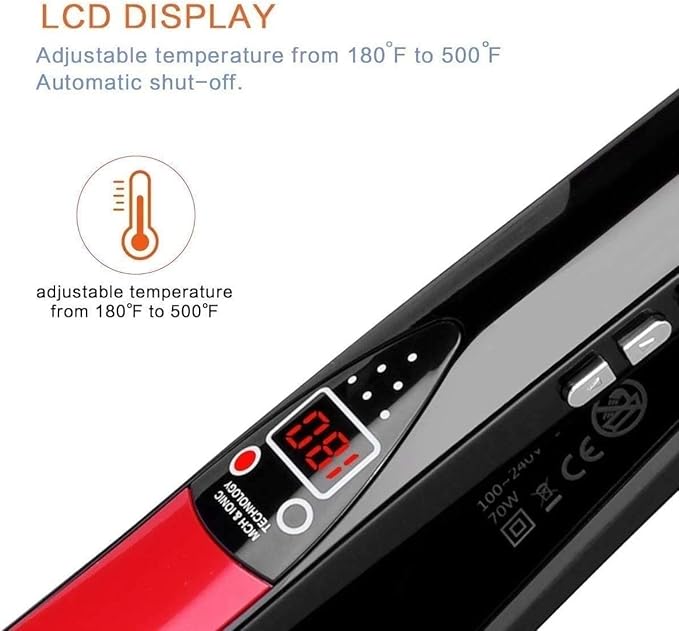 Hair Straightener 2-in-1 Straightener and Curler for All Hairstyles Heats Up Fast Hair Straightening Iron LCD Display Gift for Girls Women