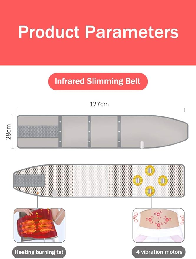 Electric Slimming Heating Belt-with Hot Compress and Vibration Function-360° Full Circle Heating-Help Relieve Back and Waist Pain-50×11 Inches PU MaterialPlug Use2.86Lb (Grey 110V US Plug)