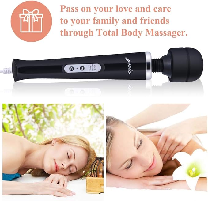 YEVIOR Wired Powerful Handheld Massager with 10 Pulse Settings Strong Vibration for WomenPersonal Total Body Therapy Massager for Sports Recovery Muscle Aches Body Pain (Black)