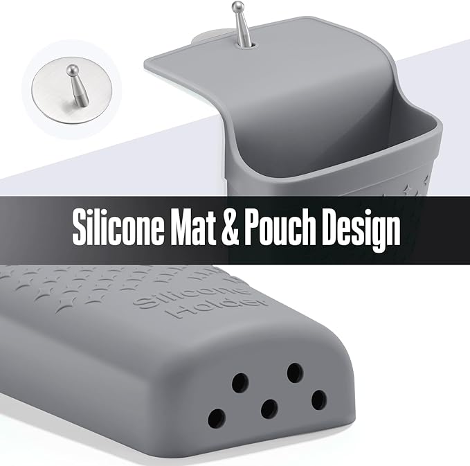 2 Pack Heat Resistant Silicone Hair Iron Mat and PouchPortable Travel Hair Straightener Mat and Holder for Hair Styling Tools.(Gray)