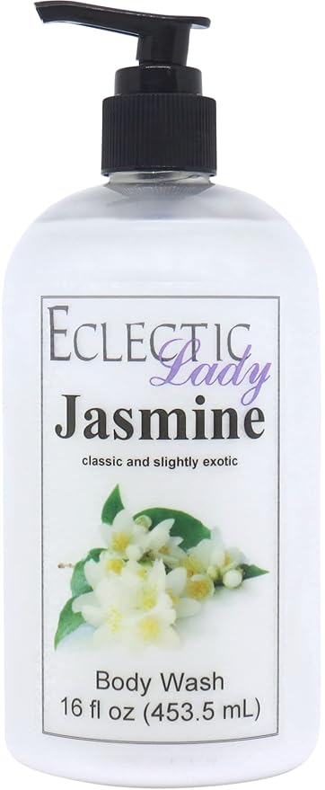 Eclectic Lady Liquid Pearl Body Wash - Jasmine Scent 3-in-1 Use For Bubble Bath Hand Soap &amp Body Wash Phthalate-Free Jasmine Fragrance Handcrafted in USA (16 oz)