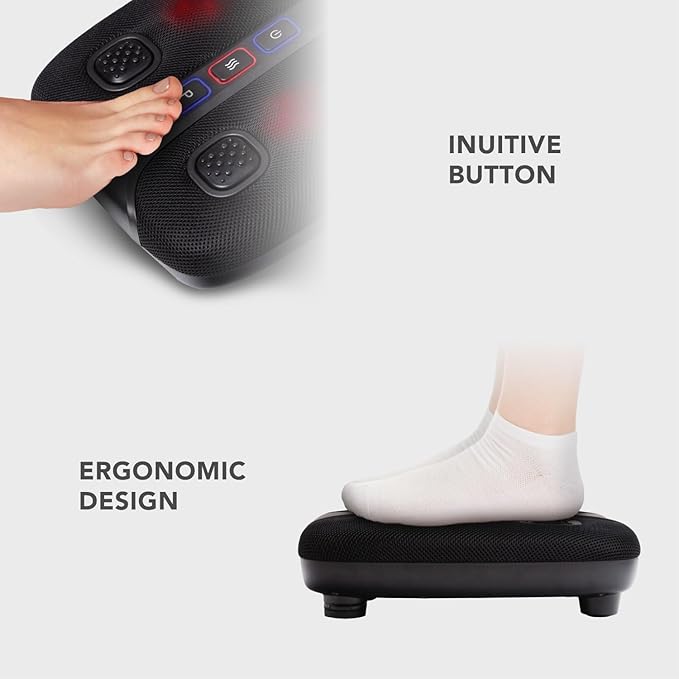 AmaMedic AM-50181 Sonic Vibration Foot Massager 4 Massage Heads Soothing Heat Therapy 3 Massage Modes 3 Shaking Plates