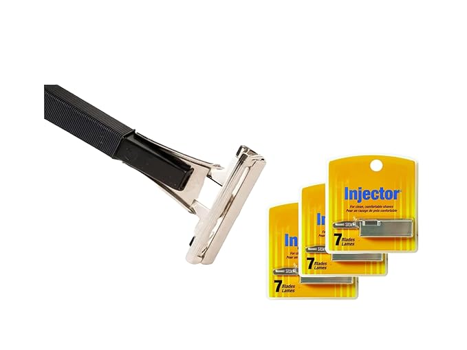 Shave Classic Injector Razor - Single Edge Safety Razor with Premium Refill Blades Classic Design Compatible with Standard Injector Blades (1 Handle - 21 Refill Blades)