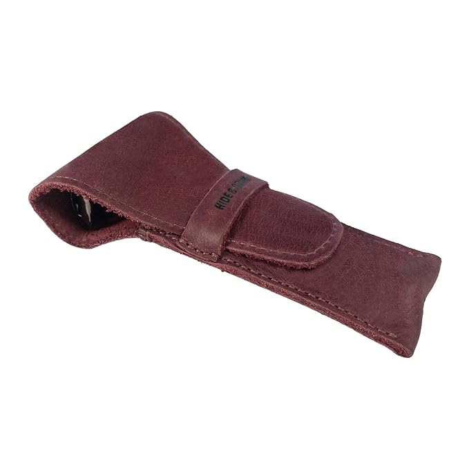 Hide &amp Drink Leather Safety Razor Case Shaving Accessories Personal Care Essentials Handmade Includes 101 Year Warranty (Sangria)