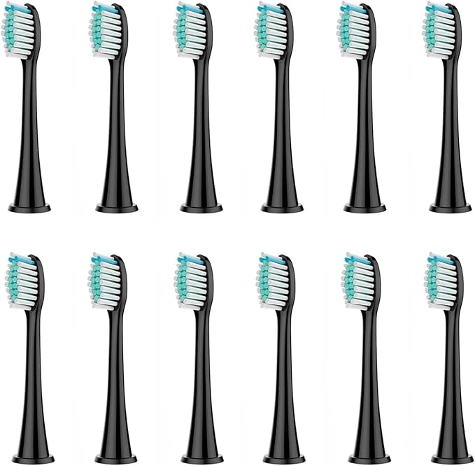 4/12/16Pcs Replacement Brush HeadsCompatible for PhilipsHX3/HX6/HX9 Series Electric Toothbrush HX6064(12Pcs Black)