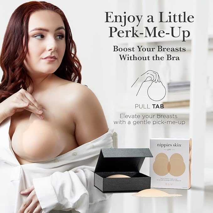 Nippies Nipple Covers for Women - Reusable Sticky Silicone Pasties with Travel Case - Original Circle or Lift Style Available