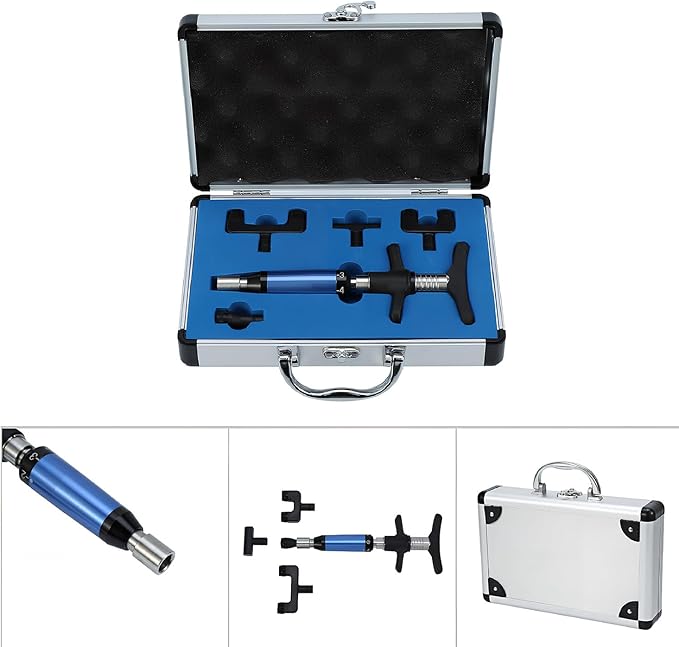 Brrnoo 6 Levels Manual Chiropractic Spine Adjusting Corrector Tool Adjust Vertebration Cervical Force Spine Massager with 4 HeadManual Chiropractic Tool Spine Correction Gun