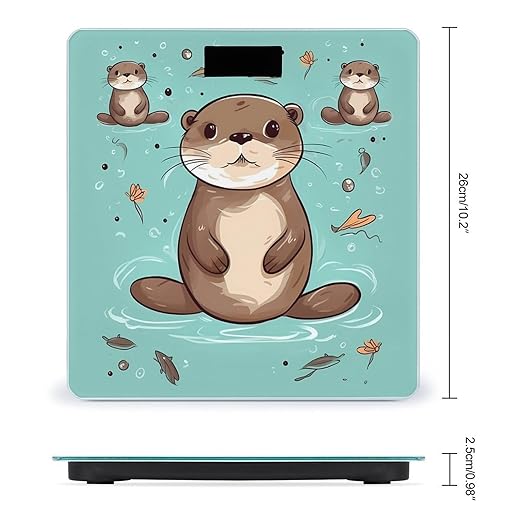 Digital Bathroom Scale for Body Weight Scale with Bright LCD Display High Accuracy Step-On Technology Auto On/Off Cartoon Cute Otter Digital Scales 400 Lbs /180kg