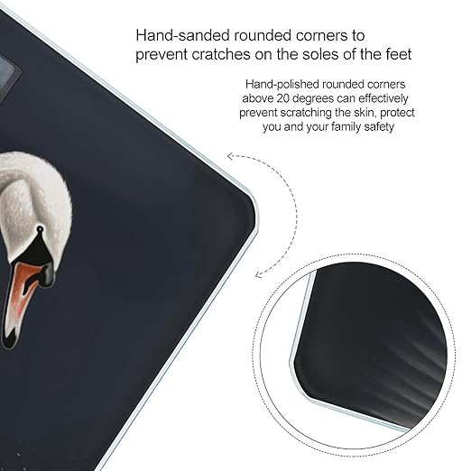 White Swan Scale with LCD Precision Weighing Scales Sturdy Tempered Glass Weight Scales Easy-to-Read Anti-Slip Weight Digital Bathroom Scale for Daily