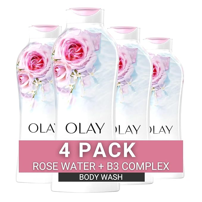 Olay Body Wash for Women Fresh Radiance Refreshing &amp Renewing Made with Plant Based Cleansers B3 Botanical Complex For All Skin Types Rose Water &amp Sweet Nectar Scent 22 fl oz (Pack of 4