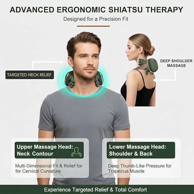 Neck Massager with Heat Bionic Heated Shoulder and Back Massager Simulated Human Palm Massage for Muscle Tension Relief Portable Wireless Shiatsu Massage Master