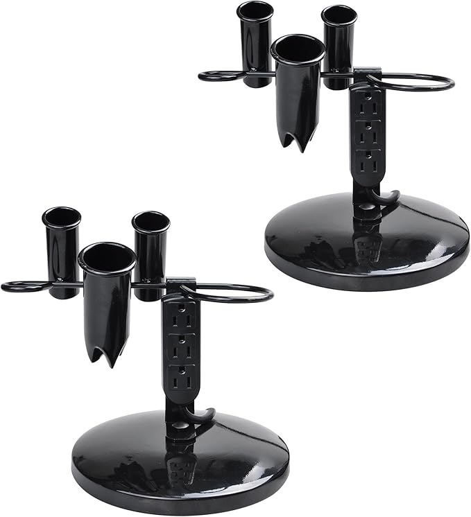 BYOOTIQUE 2 Packs Tabletop Blow Dryer &amp Hair Iron Holder - Salon Appliance Stand w/ 3 Outlets