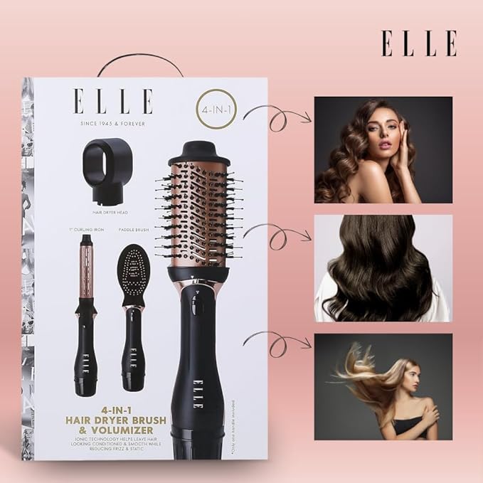 Elle - 4 -in-1 Hair Styler Set Multi Function Styling Tool (Black)