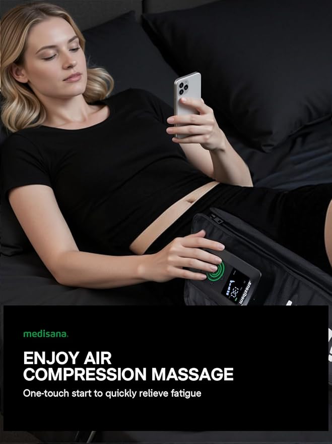Medisana Leg Compression Massager Cordless Rechargeable Air Pressure Boot with Multi-Customize Modes Intensities &amp Timer Leg Compression for Circulation Pain Relief Recovery Christmas Gifts
