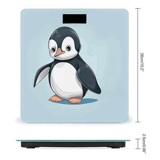 Cute Penguin Bathroom Scale for Body Weight Bathroom Digital Electronic Weighing Scale with Back Lit LED Display Sturdy Tempered Glass Weight Watchers Scales 400lb