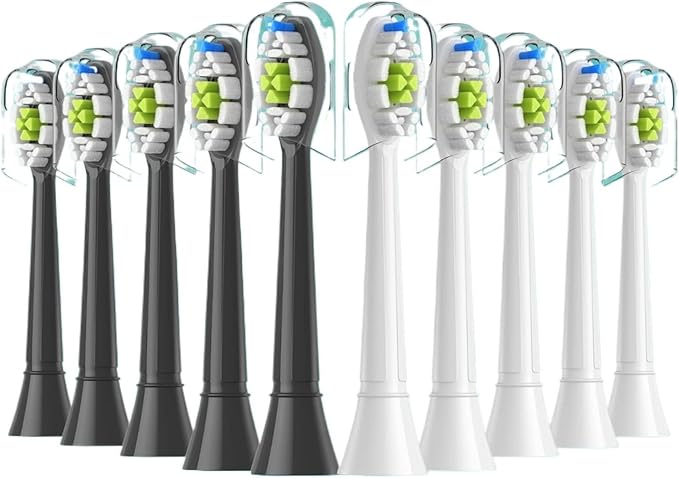 Compatible for 5-20pcs Replacement Toothbrush Heads Compatible with Electric Brush Head 1100 2100 4100 4300 5100 5300 6100 Independent Package(5White 5Black)