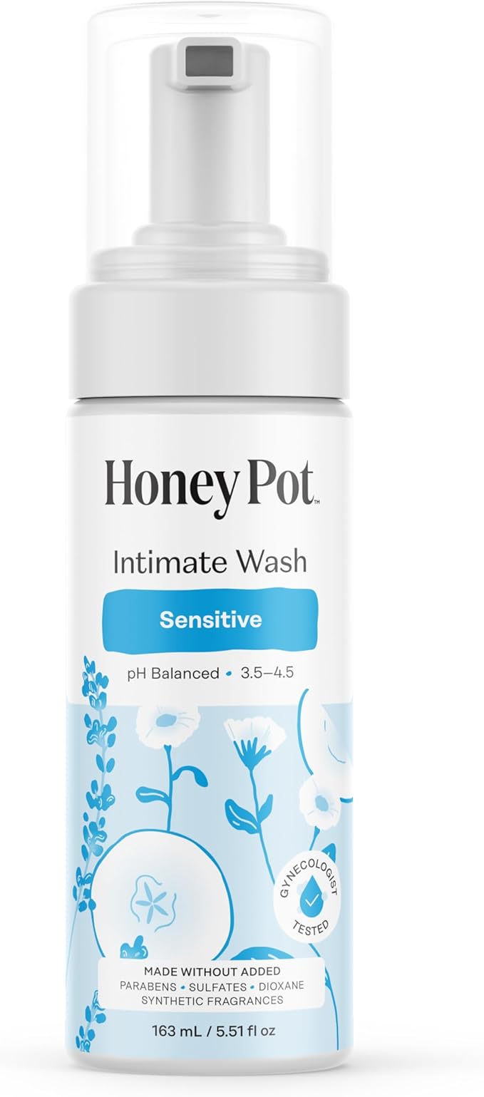 The Honey Pot Company - Suppositories &amp Sensitive Feminine Wash Bundle - Maintains &amp Balances Healthy Vaginal pH - Herbal Infused Natural Hygiene Wash for Sensitive Skin Types - Gynecologist A