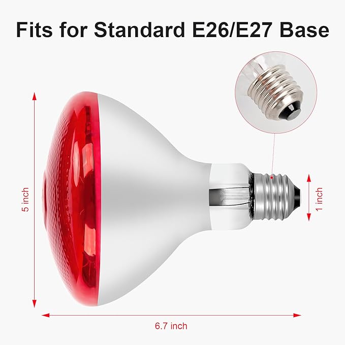 Infrared Light Bulb 275W Near Infrared Red Light Therapy Bulbs Infrare Heat Lamp Blub Fits for E26 / E27 Base