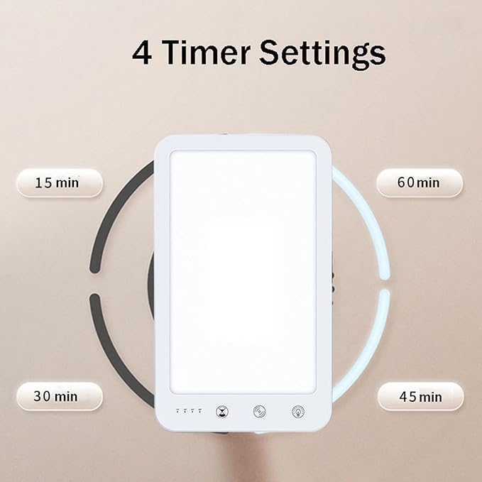 Enjoy Home R.S. Light Therapy Lamp UV-Free 10000 Lux LED Sun Lamp Touch Control with Adjustable Brightness and 4 Timer Function 180° Rotatable Stand