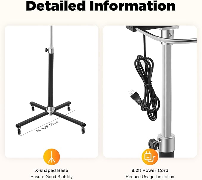 Standing Hair Dryer Professional Hair Processor Height Adjustable Hair Dryer with Wheelsfor Salon Beauty Barber Shop 1000W 110V