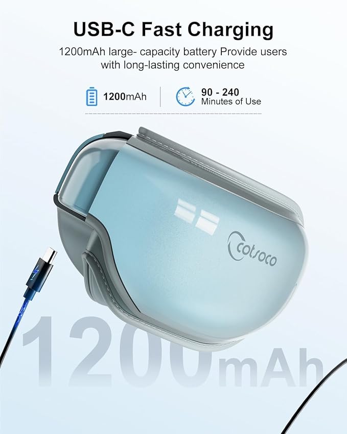 cotsoco Eye Massager with Heat Birthday Gifts for Women Heated Eye Mask with Bluetooth Music Relax &amp Reduce Strain Dark Circles and Improve Sleep Gift for Mom Dad Women Men (Blue)