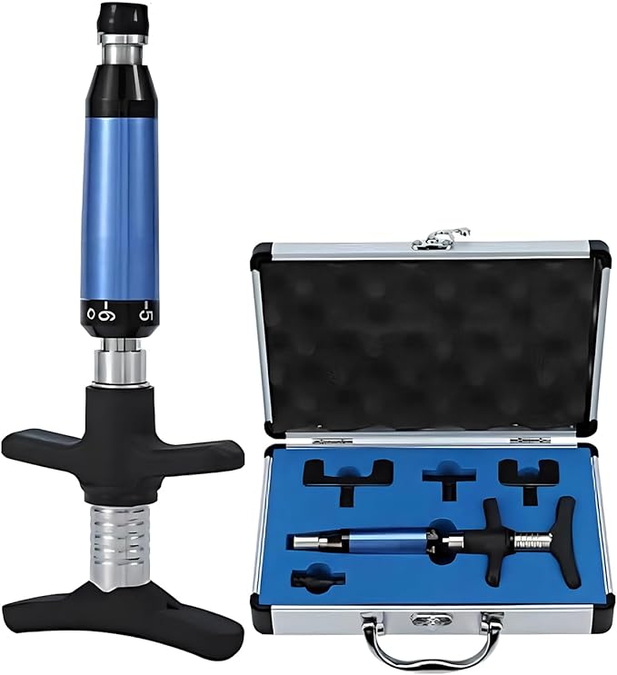 Brrnoo 6 Levels Manual Chiropractic Spine Adjusting Corrector Tool Adjust Vertebration Cervical Force Spine Massager with 4 HeadManual Chiropractic Tool Spine Correction Gun