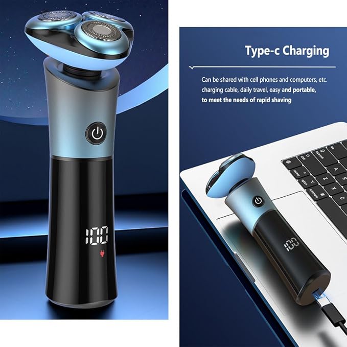 Electric Razor for Men 4D Rotary Shaver Wet/Dry Cordless Rechargeable Waterproof