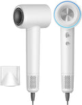 Ionic Hair Dryer 150000 RPM High-Speed Professional Blow Dryer for Fast Drying 500M Negative Ions &amp Thermo-Control Magnetic Nozzle Low Noise &amp Lightweight for Home and Travel White