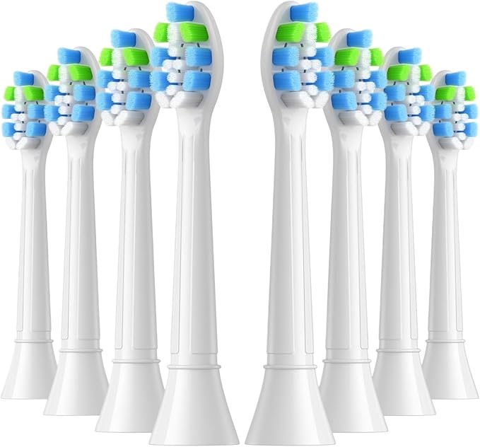 8pcs Replacement Toothbrush Heads Brush Head Compatible for Phips 4100 6500 6100 7500 5300(8pcs Blue-White)