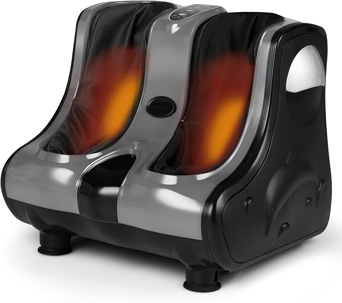 Giantex Foot and Calf Massager with Heat - Shiatsu Foot Massager Machine with Vibration Deep Kneading 3-Level Intensity Modes Electric Foot Massager for Tired Feet Leg Calf Pain Relief (Grey)